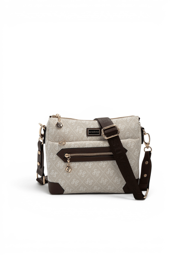 Silver Polo Taş - Kahve Monogram Kadın Çapraz Çanta SP1110