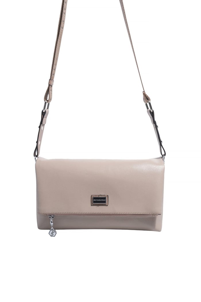 Silver Polo Koyu Bej - Latte Düz Kadın Çapraz Çanta SP1278