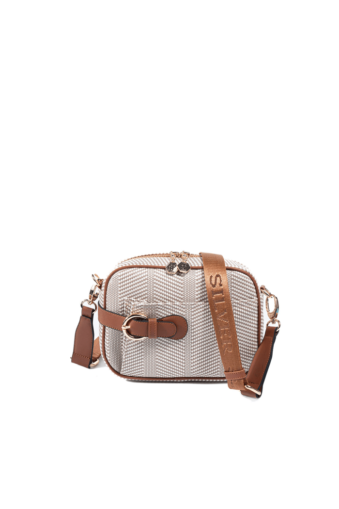 Silver & Polo SP1256 Kadın Çapraz Çanta Hasır Bej-Taba