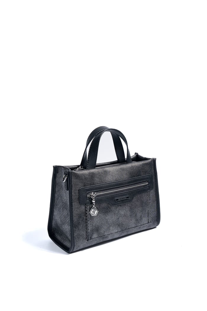 Silver & Polo SP1271 Kadın El Çantası Petek M.Gümüş-Siyah