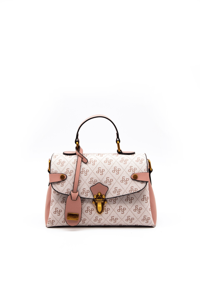 Silver Polo Pembe - Somon Monogram Kadın El Çantası SP1159