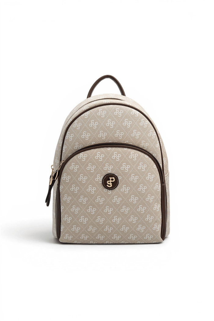 Silver & Polo SP1062 Kadın Sırt Çantası Monogram Taş-Kahve