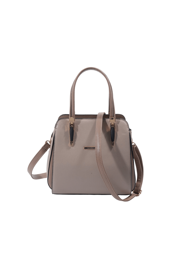 Silver Polo Koyu Bej - Latte Düz Kadın El Çantası SP1136
