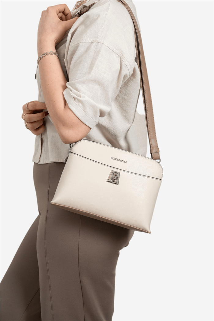 Silver Polo Bej - Latte Düz Kadın Çapraz Çanta SP623