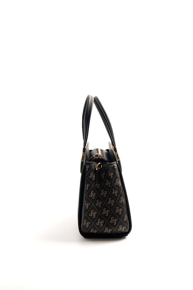 Silver & Polo SP1136 Kadın El Çantası Monogram Füme-Siyah