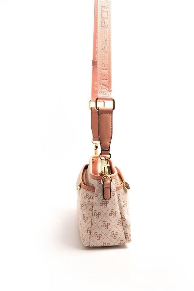 Silver Polo Pembe - Somon Monogram Kadın Çapraz Çanta SP1184