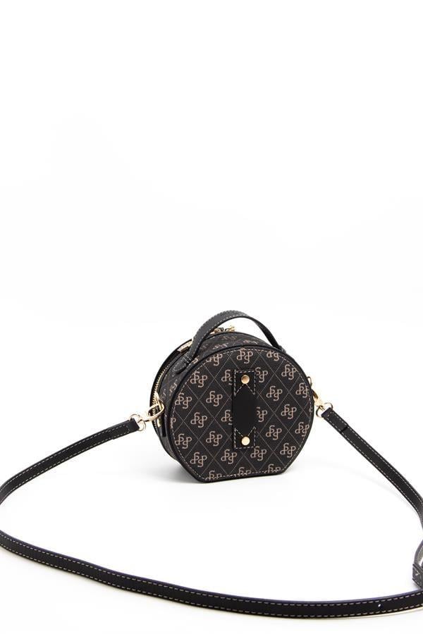 Silver Polo Füme - Siyah Monogram Kadın Çapraz Çanta SP1163