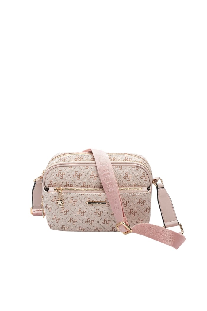Silver Polo SP1162 Kadın Çapraz Çanta Monogram Pembe-Pudra