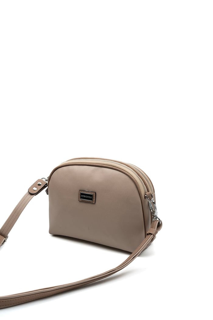 Silver Polo Koyu Bej - Latte Düz Kadın Çapraz Çanta SP765