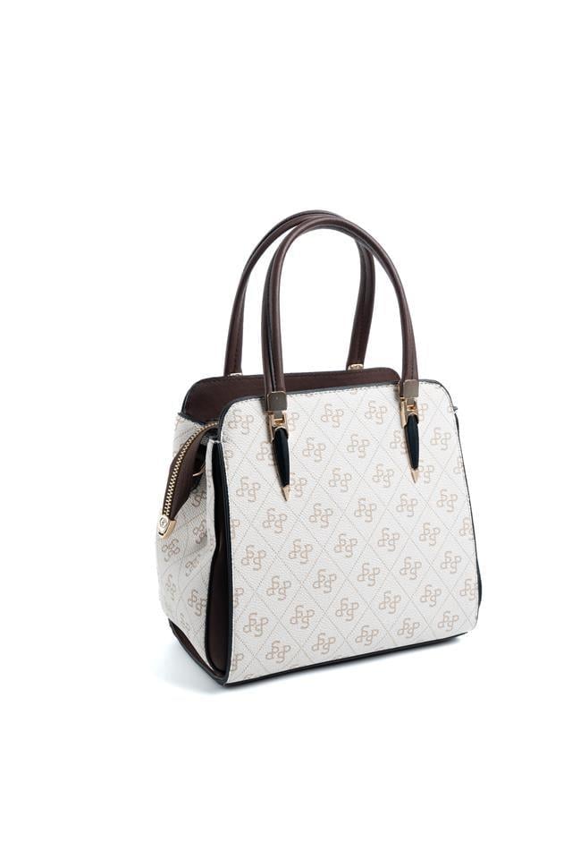 Silver & Polo SP1136 Kadın El Çantası Monogram Bej-Kahve