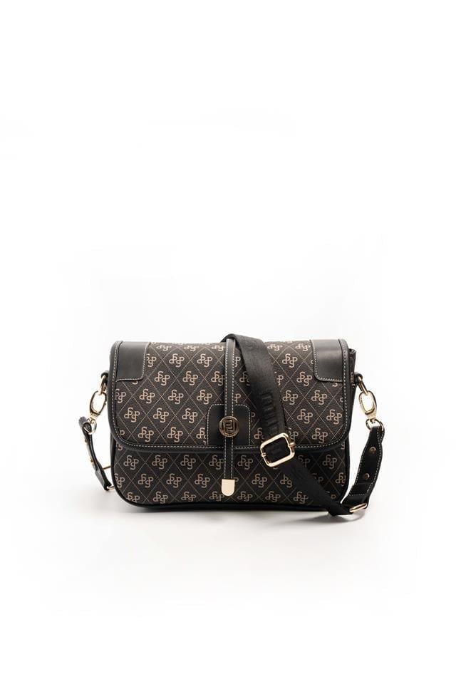Silver & Polo SP1182 Kadın Çapraz Çanta Monogram Füme-Siyah