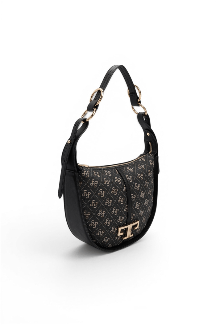 Silver & Polo SP1270 Kadın Omuz Çantası Monogram Füme-Siyah