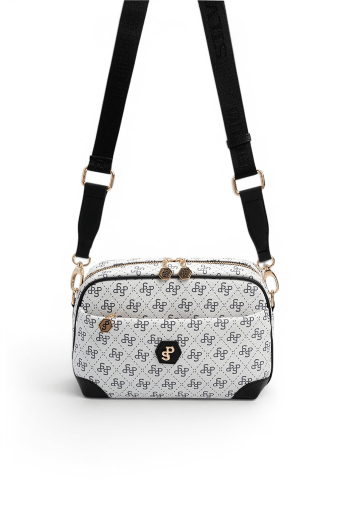 Silver Polo Beyaz - Siyah Monogram Kadın Çapraz Çanta SP1094