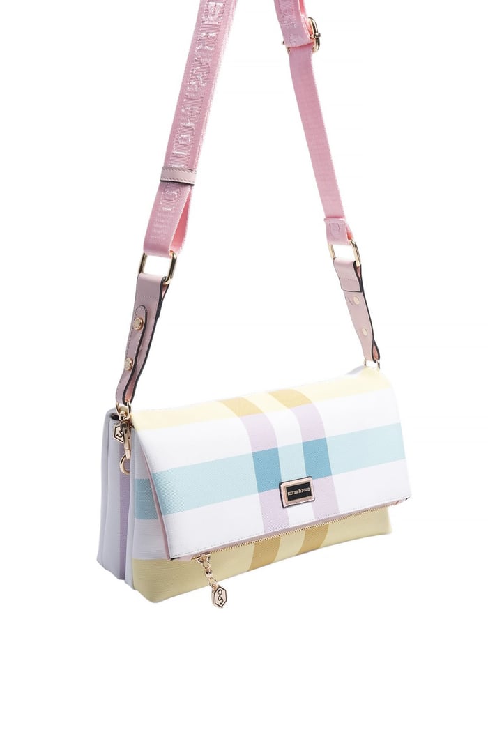 Silver Polo Lila - Pembe Ekose Kadın Çapraz Çanta SP1278