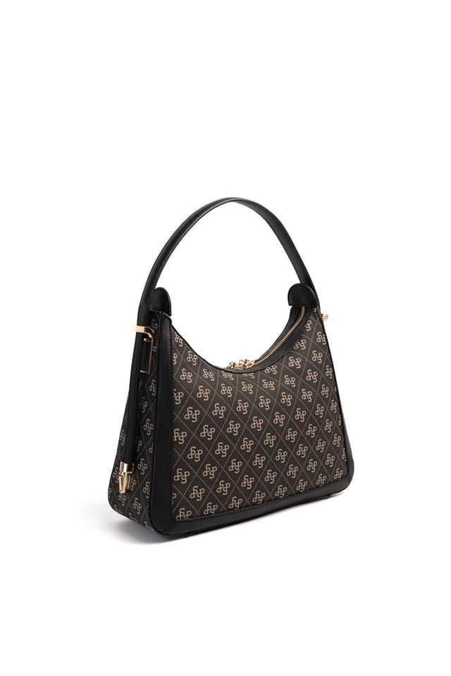 Silver & Polo SP1187 Kadın Omuz Çantası Monogram Füme-Siyah