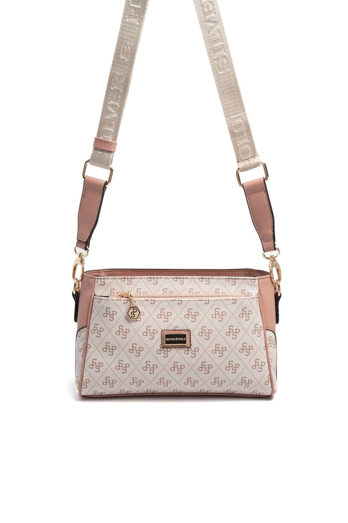 Silver Polo Pembe - Somon Monogram Kadın Çapraz Çanta SP1273