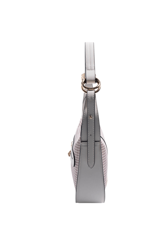 Silver Polo Bordo - Kemik Kaz Ayağı Ekose Kadın Omuz Çantası SP1270