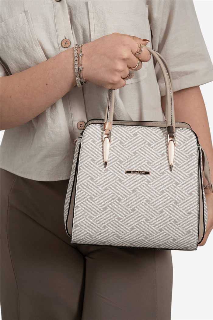 Silver Polo Bej - Kum Ç.Örgü Kadın El Çantası SP1136