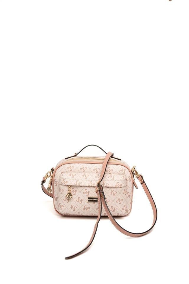 Silver Polo Pembe - Somon Monogram Kadın Çapraz Çanta SP1186