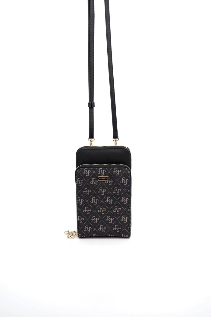 Silver Polo Füme - Siyah Monogram Kadın Telefon Çantası SP1011