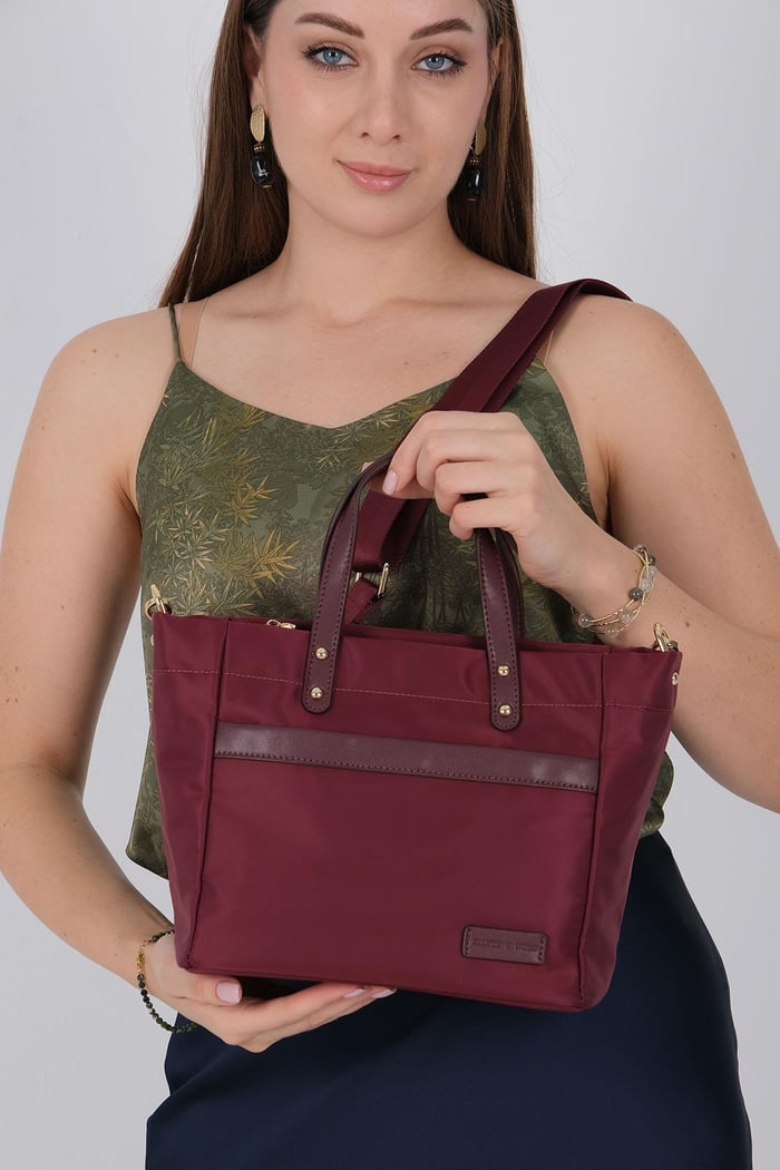 Silver Polo Bordo - Bordo Saten Kadın El Çantası SP1214