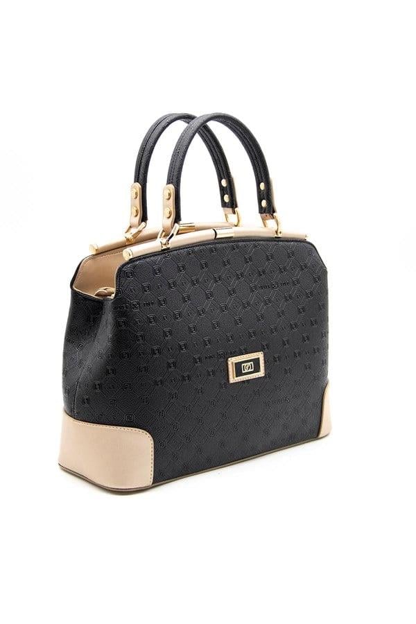 Silver & Polo SP706 Kadın El Çantası Logolu Siyah-S.Nut