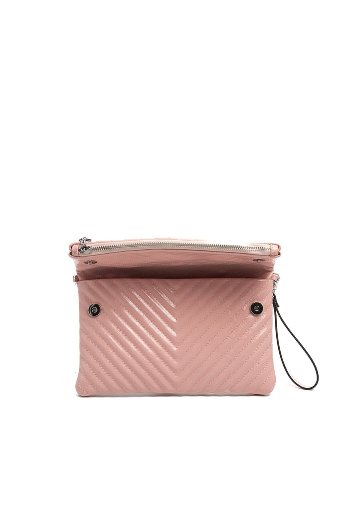 Silver Polo Pudra - Pudra Kapitone V Kadın Portföy ve Clutch El Çantası SP1134