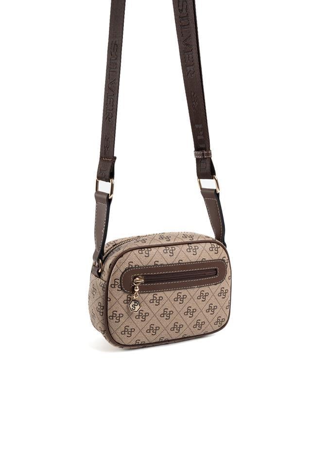 Silver Polo Koyubej - Kahve Monogram Kadın Çapraz Çanta SP1111