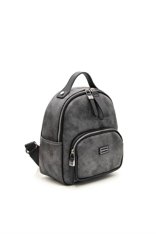 Silver & Polo SP1130 Kadın Sırt Çantası Petek M.Gümüş-Siyah