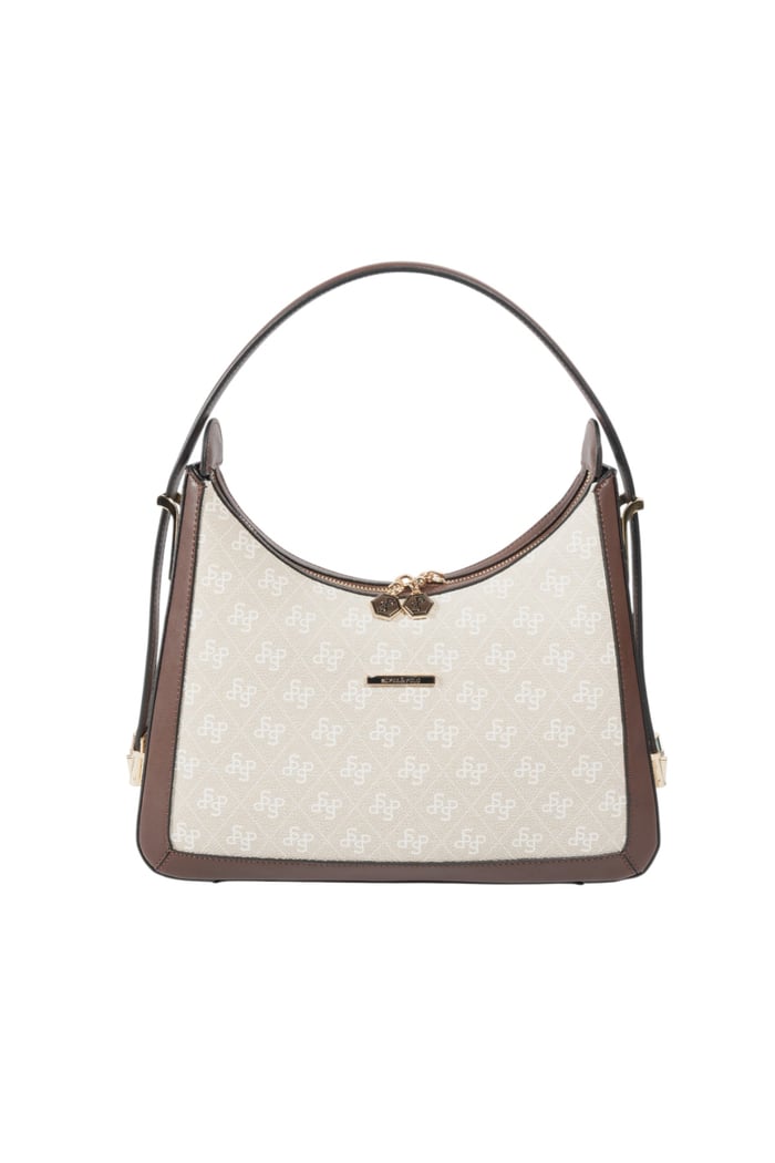 Silver Polo Taş - Kahve Monogram Kadın Omuz Çantası SP1187