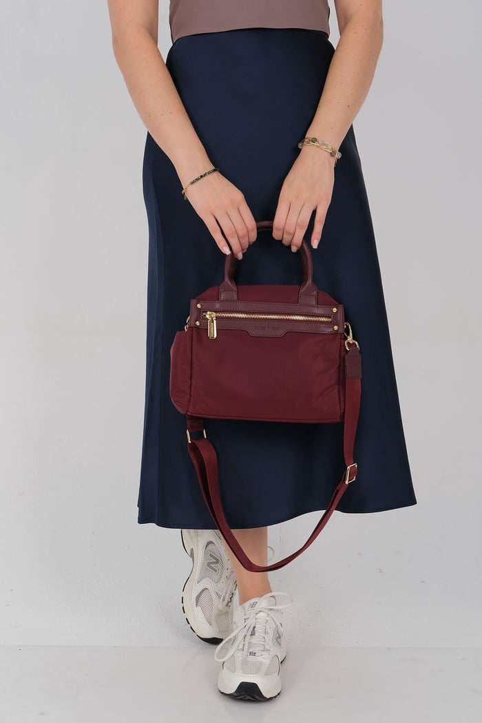 Silver Polo Bordo - Bordo Saten Kadın El Çantası SP1219