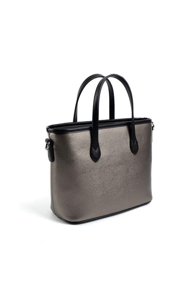 Silver & Polo SP1185 Kadın El Çantası Düz Platin-Siyah