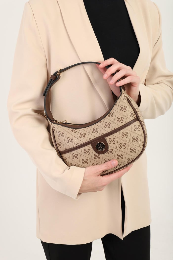 Silver Polo Koyubej - Kahve Monogram Kadın Omuz Çantası SP1194