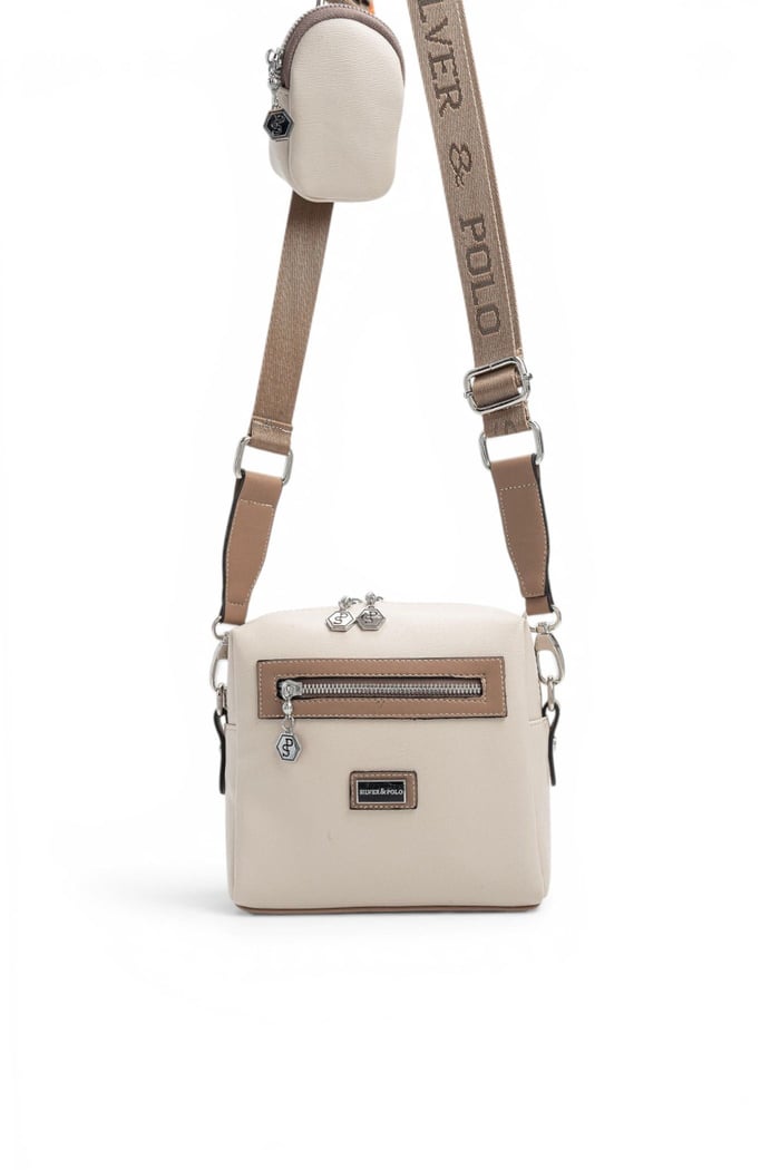 Silver Polo Bej - Latte Düz Kadın Çapraz Çanta SP1038