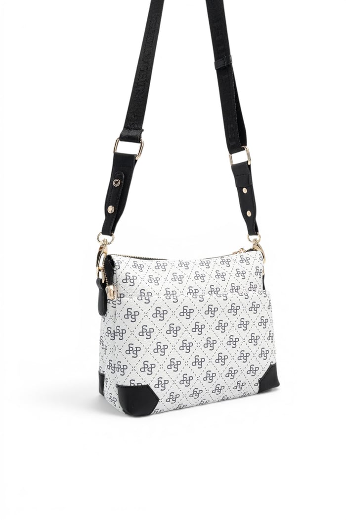 Silver Polo Beyaz - Siyah Monogram Kadın Çapraz Çanta SP1110
