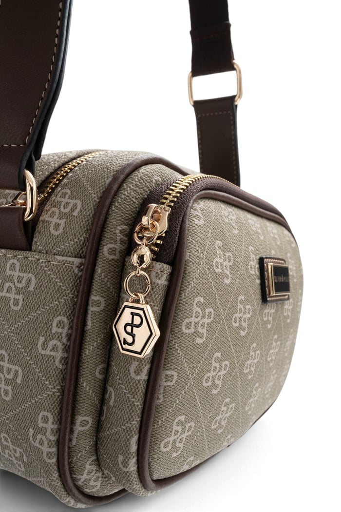 Silver & Polo Y.Yeşil - Kahve Monogram Kadın Çapraz Çanta SP1111