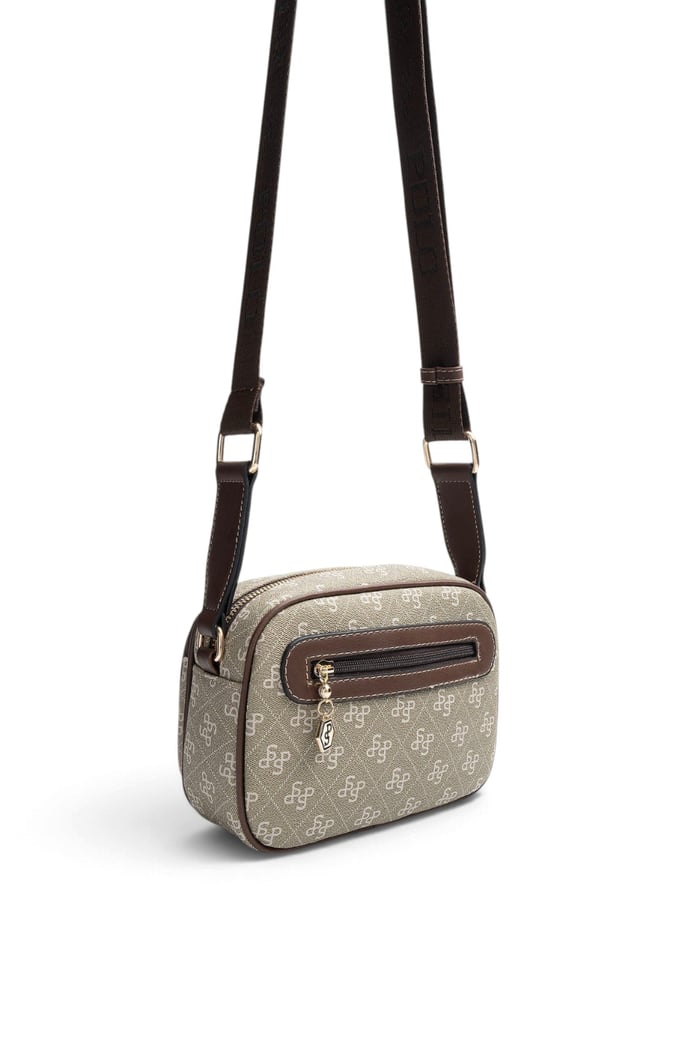 Silver & Polo Y.Yeşil - Kahve Monogram Kadın Çapraz Çanta SP1111