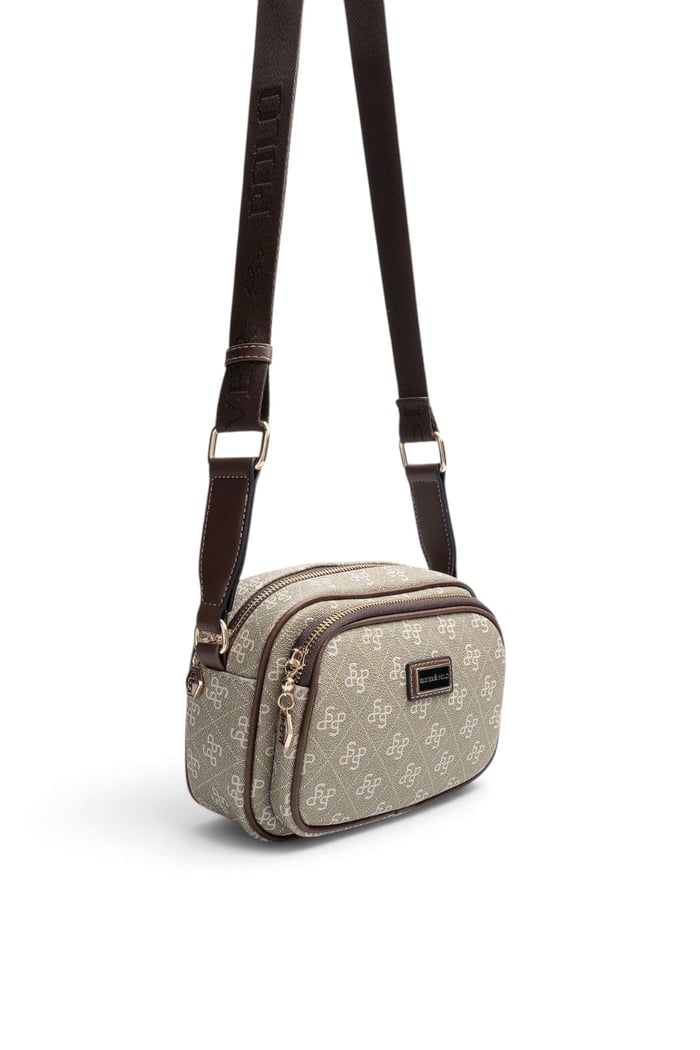 Silver & Polo Y.Yeşil - Kahve Monogram Kadın Çapraz Çanta SP1111