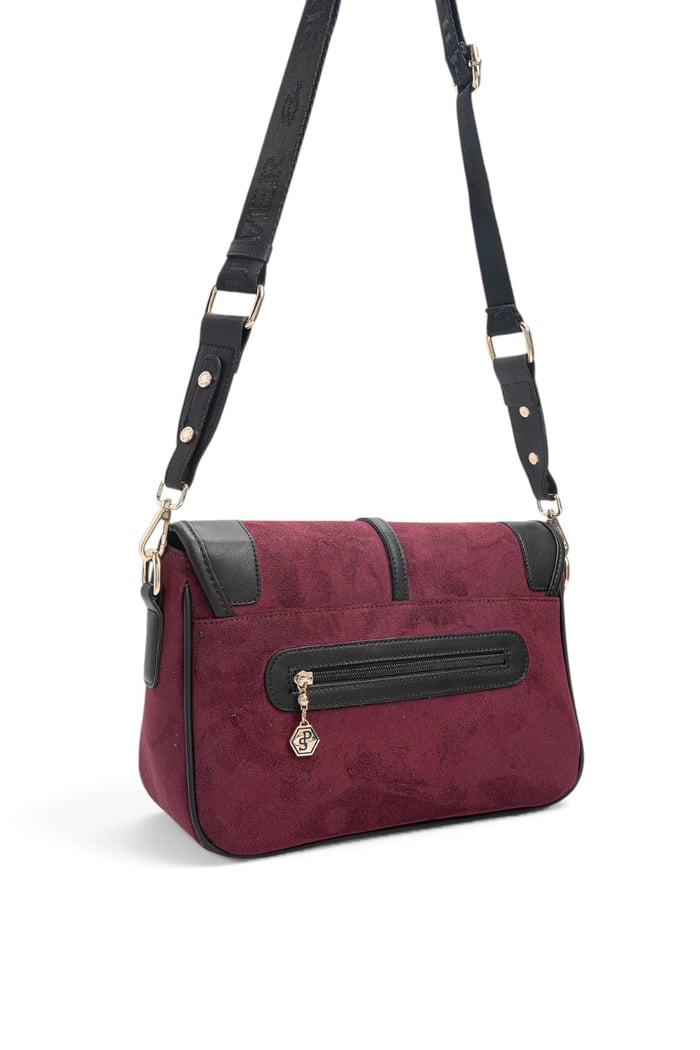 Silver Polo Bordo - Siyah Süet Kadın Çapraz Çanta SP1182
