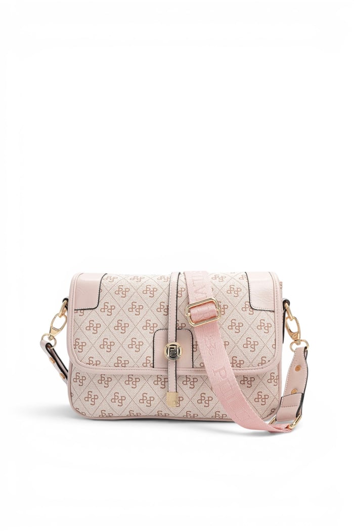 Silver Polo Pembe - Pudra Monogram Kadın Çapraz Çanta SP1182