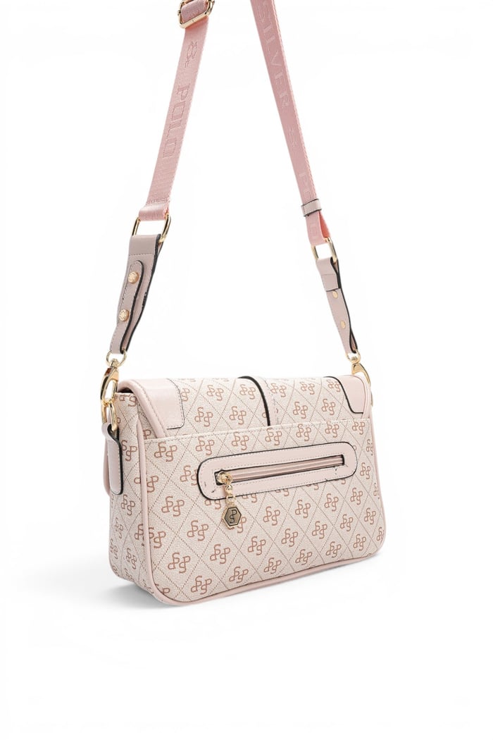 Silver Polo Pembe - Pudra Monogram Kadın Çapraz Çanta SP1182