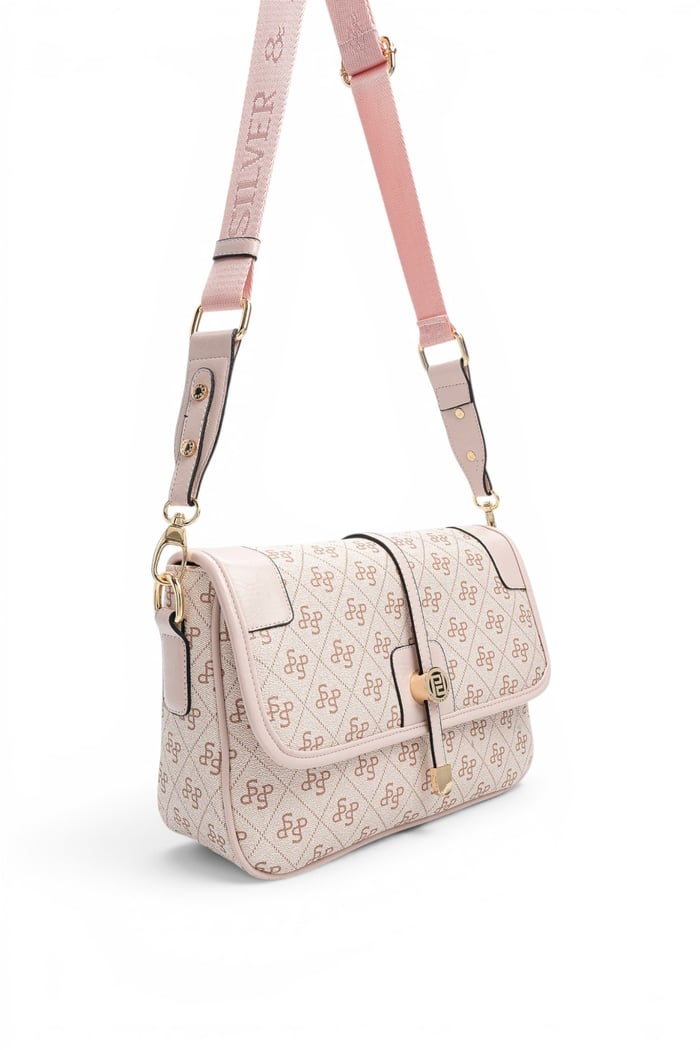 Silver Polo Pembe - Pudra Monogram Kadın Çapraz Çanta SP1182