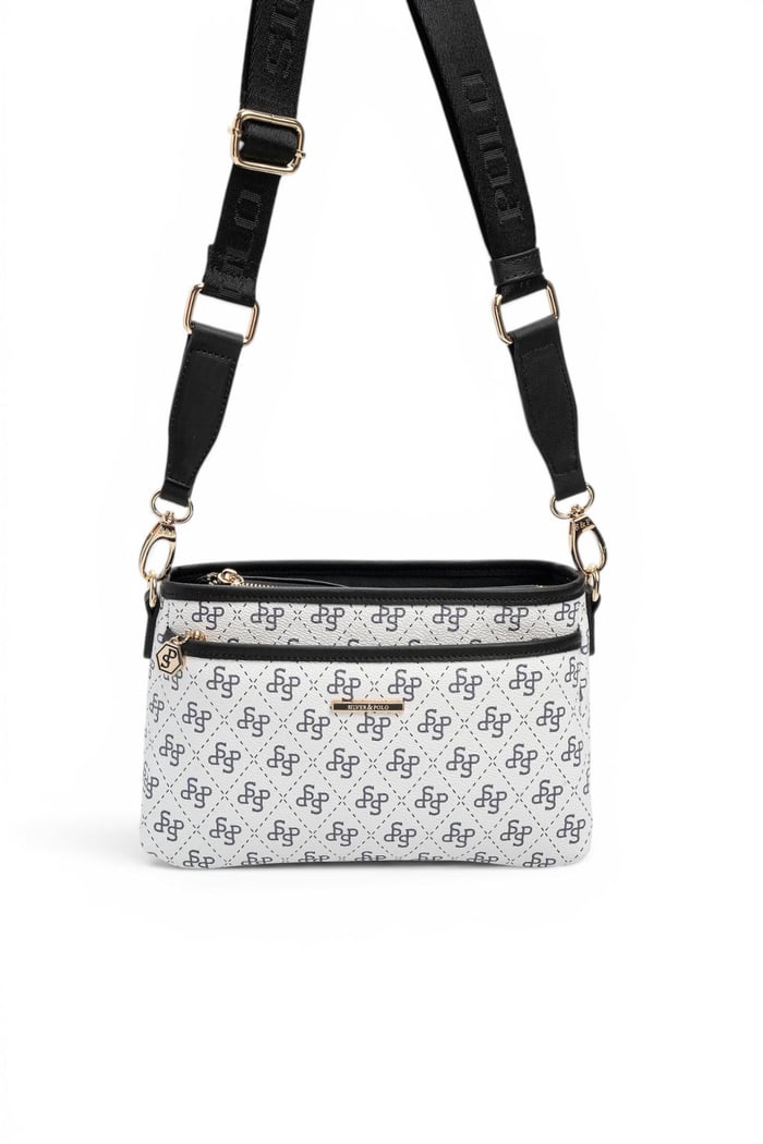 Silver Polo Beyaz - Siyah Monogram Kadın Çapraz Çanta SP1184