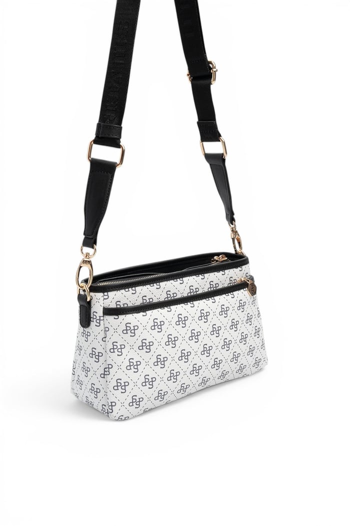 Silver Polo Beyaz - Siyah Monogram Kadın Çapraz Çanta SP1184