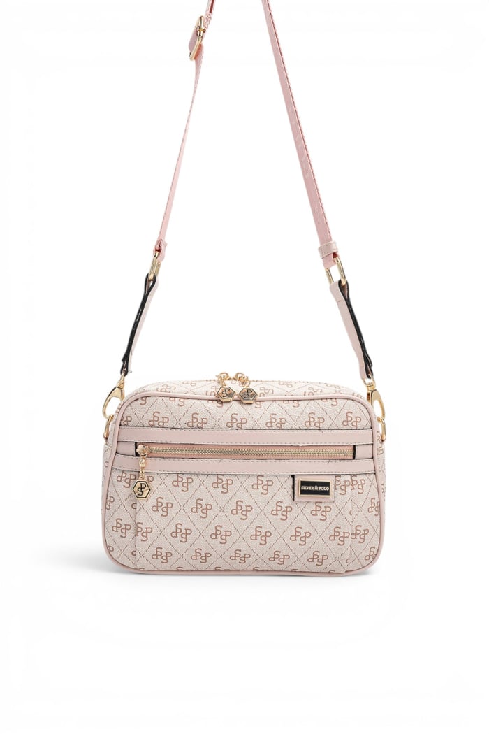 Silver Polo Pembe - Pudra Monogram Kadın Çapraz Çanta SP1280