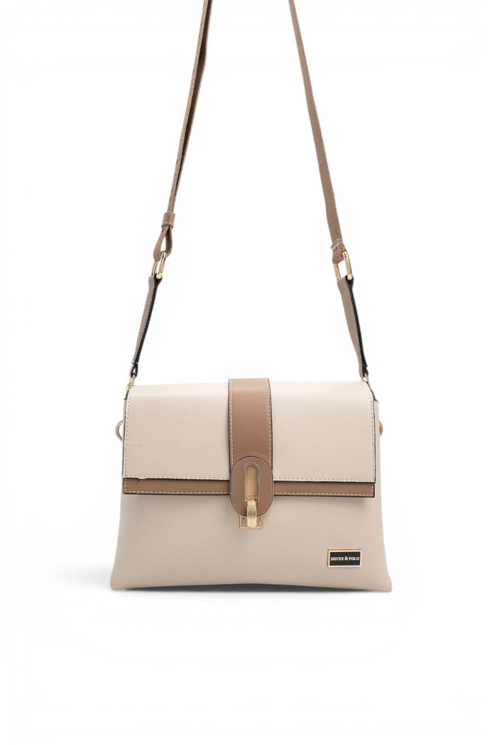 Silver Polo Bej - Latte Düz Kadın Çapraz Çanta SP1287