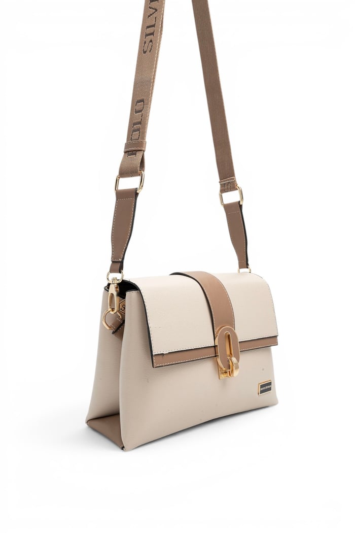 Silver Polo Bej - Latte Düz Kadın Çapraz Çanta SP1287