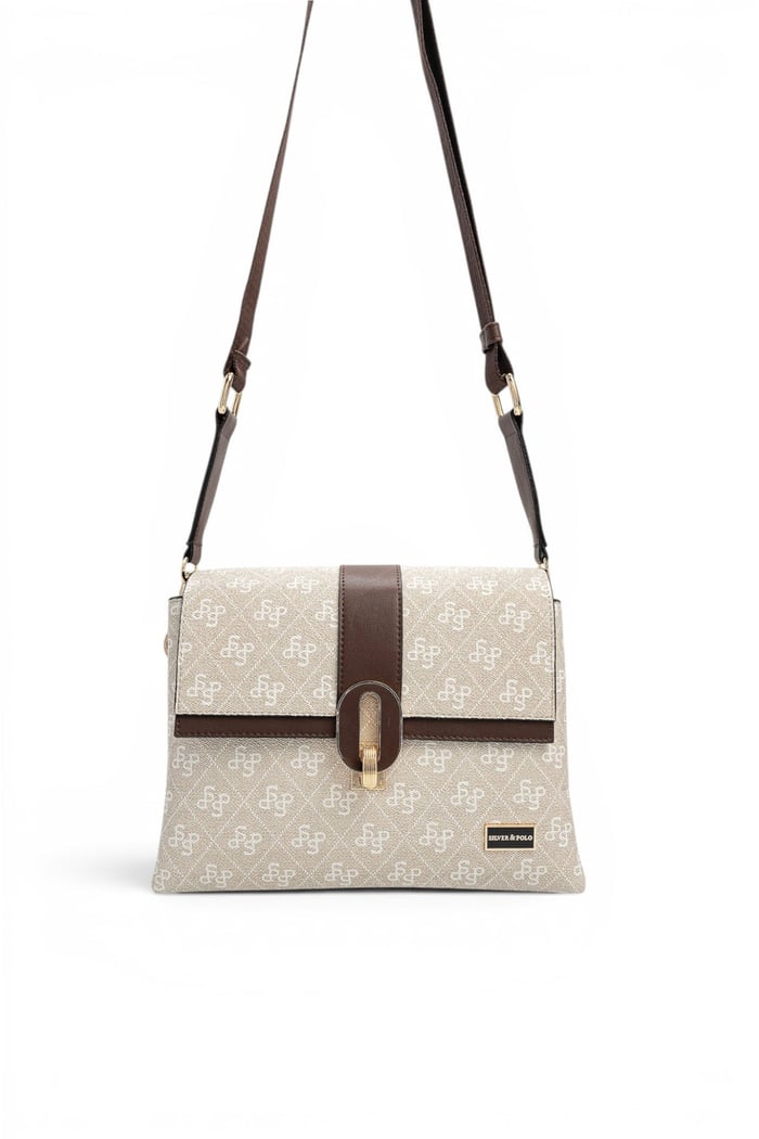 Silver Polo Taş - Kahve Monogram Kadın Çapraz Çanta SP1287