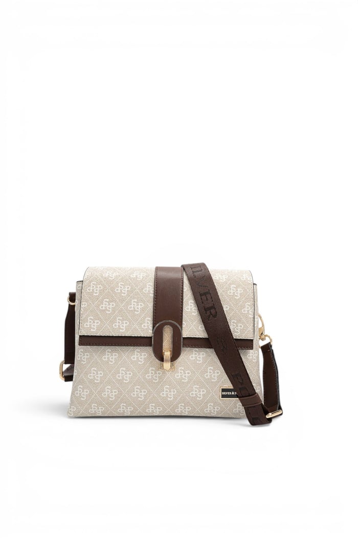Silver Polo Taş - Kahve Monogram Kadın Çapraz Çanta SP1287