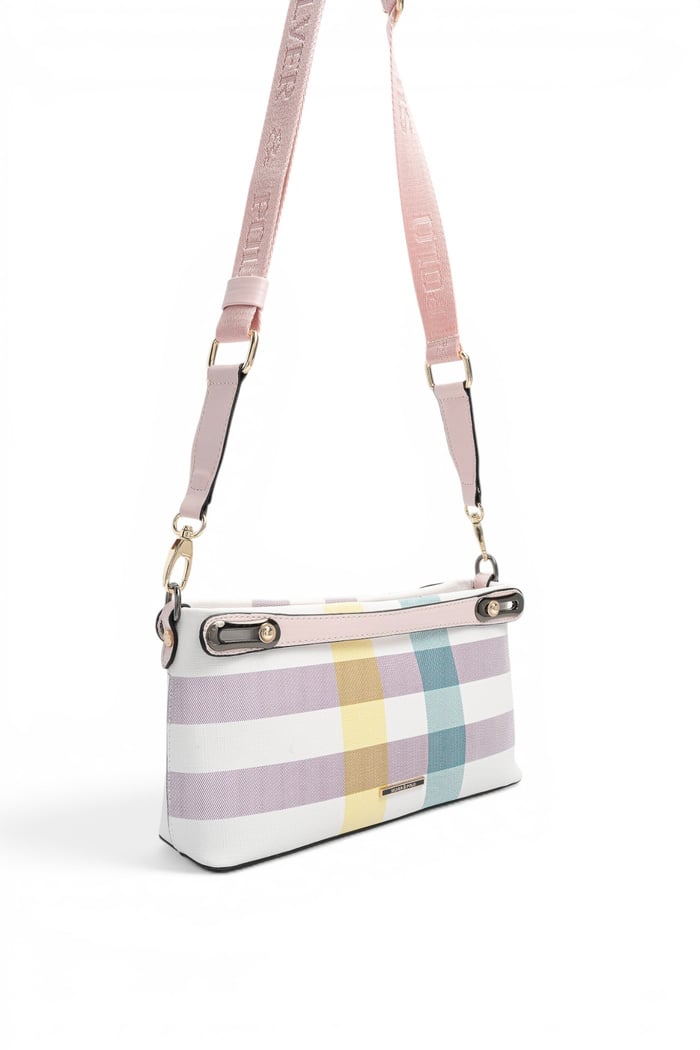 Silver Polo Lila - Pembe Ekose Kadın Çapraz Çanta SP1288